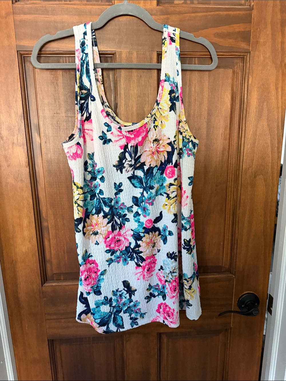 torrid White Tank with Pink, Teal & Yellow Floral Print